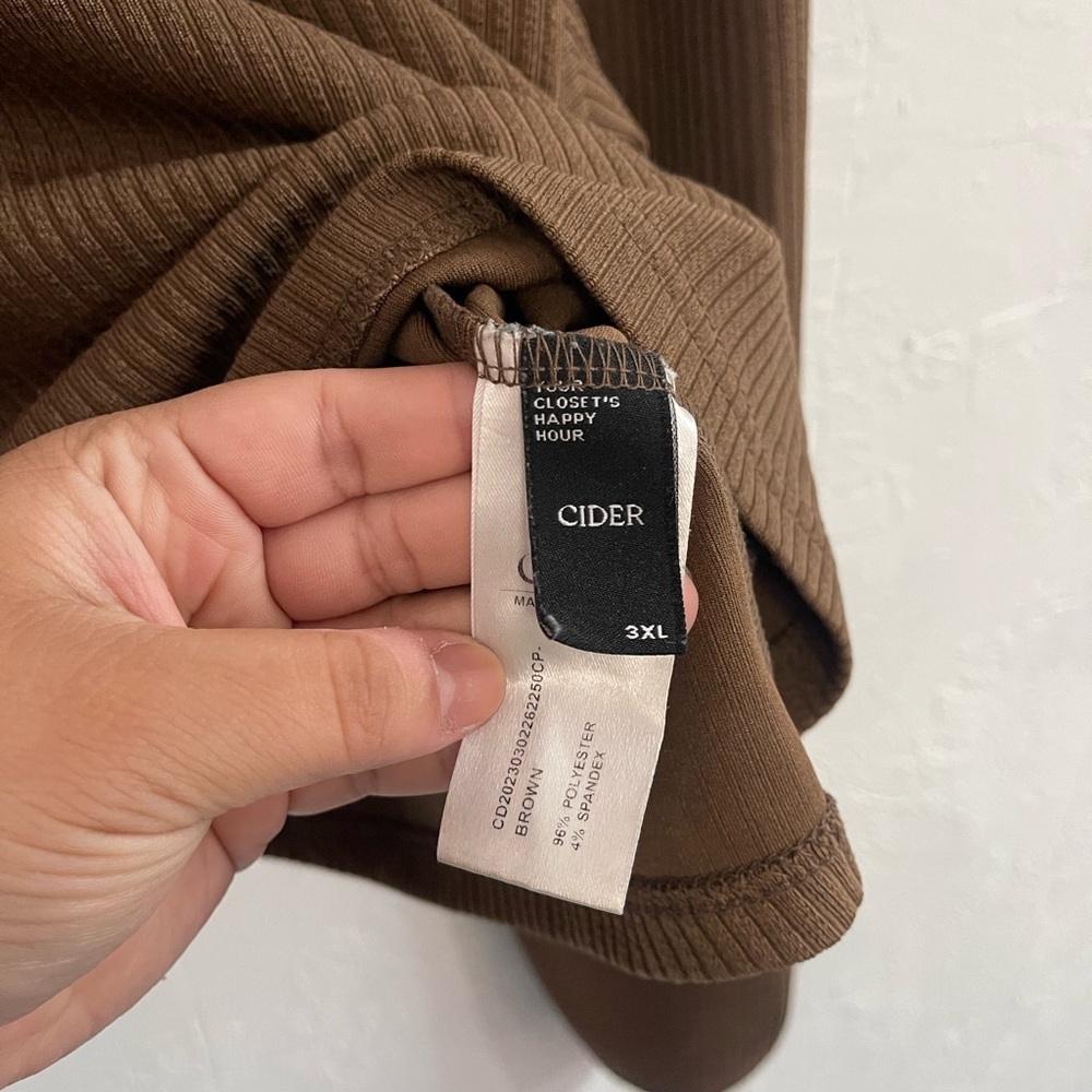 Cider - Brown Ribbed Long Sleeve Top - Picture 3 of 5
